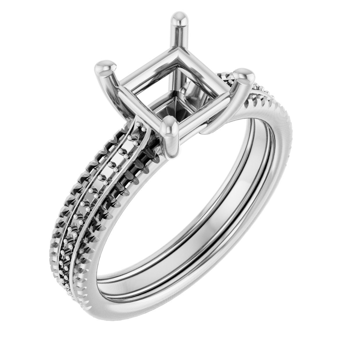 Accented Triple-Row Engagement Ring