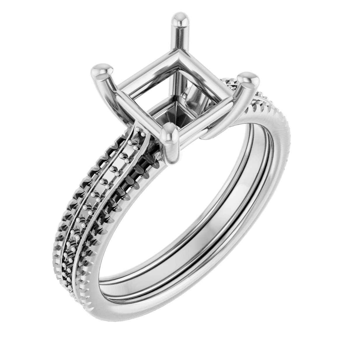 Accented Triple-Row Engagement Ring