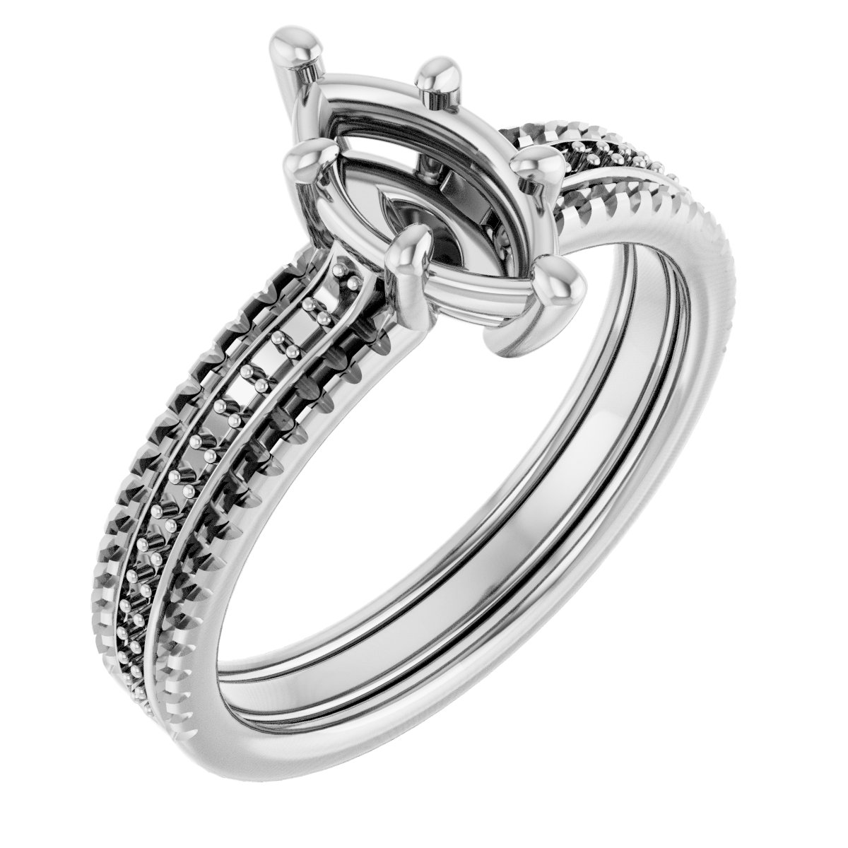 Accented Triple-Row Engagement Ring