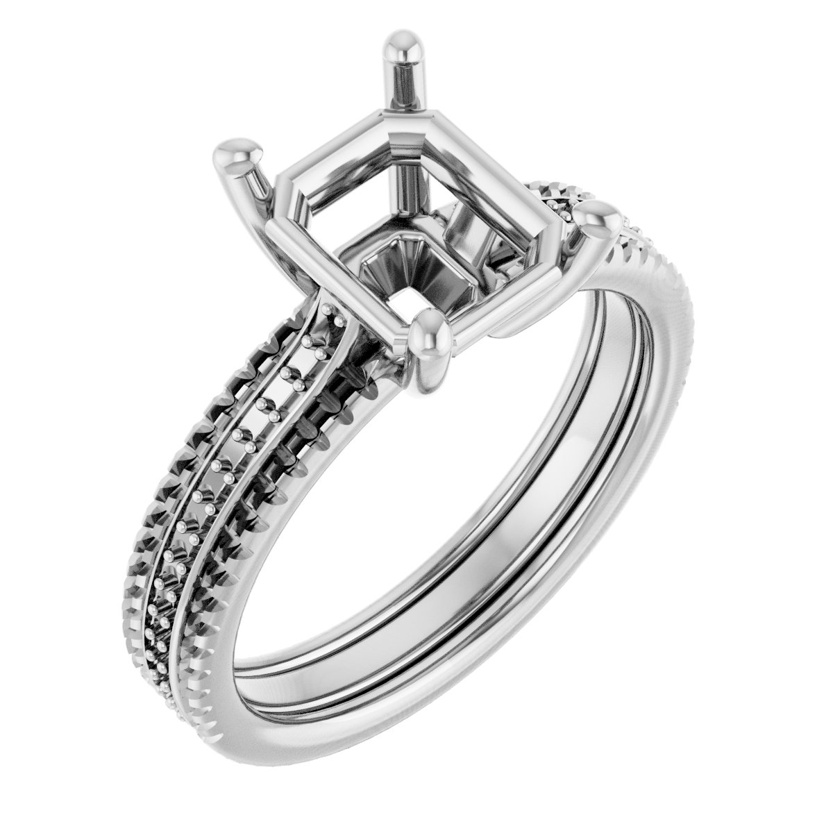 Accented Triple-Row Engagement Ring