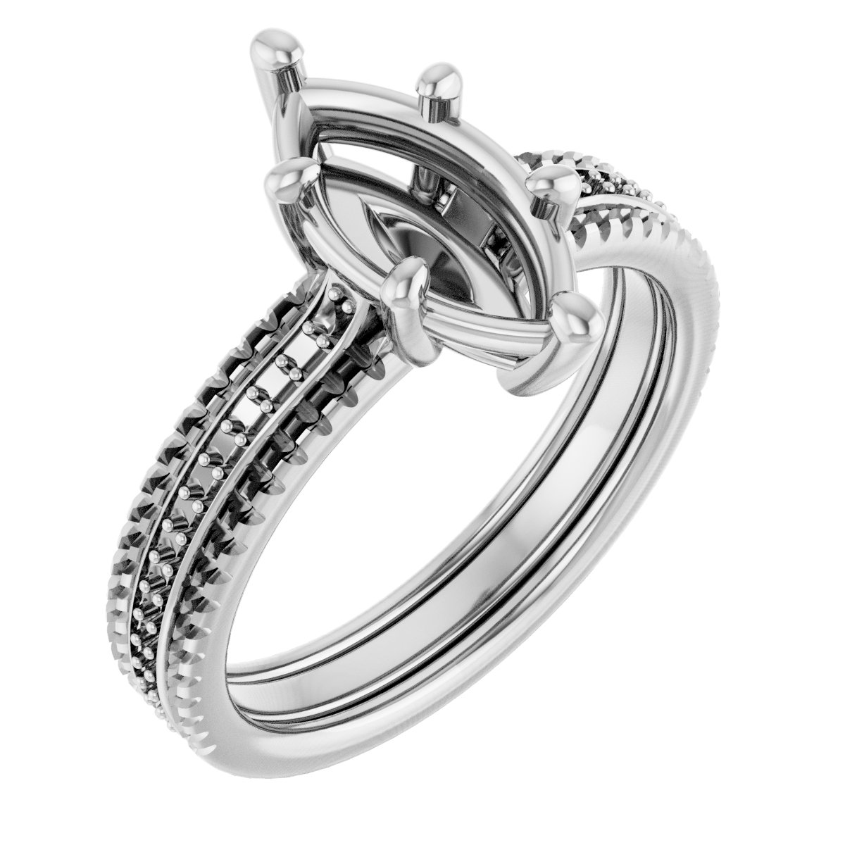 Accented Triple-Row Engagement Ring