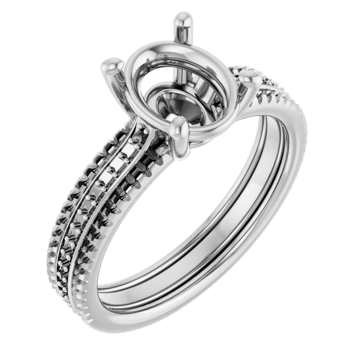 Accented Triple-Row Engagement Ring