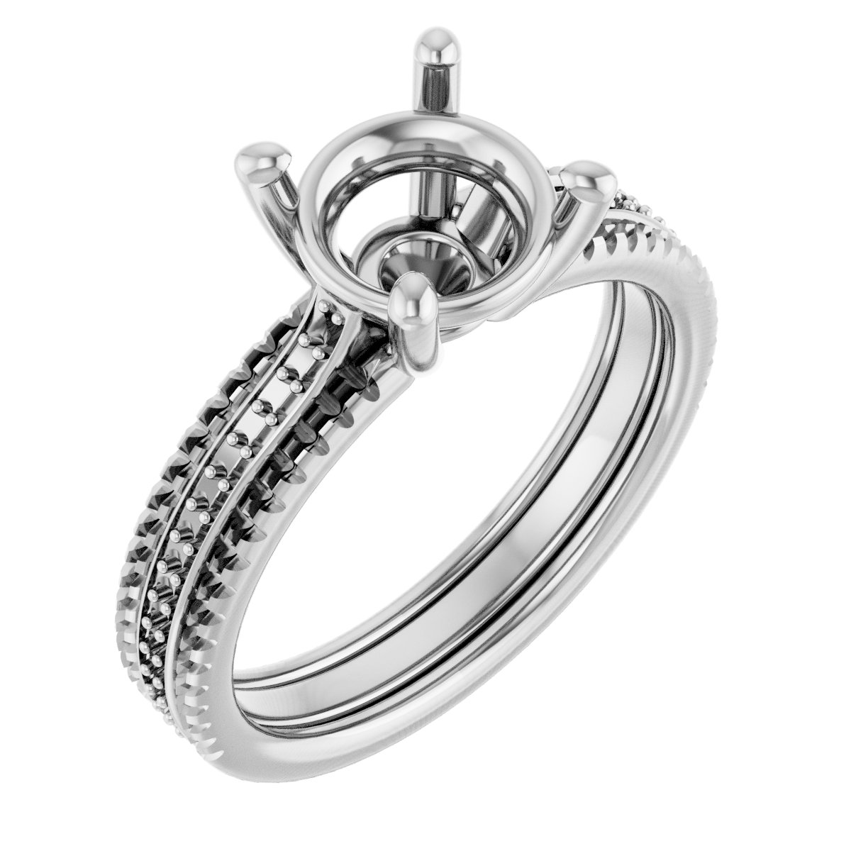Accented Triple-Row Engagement Ring