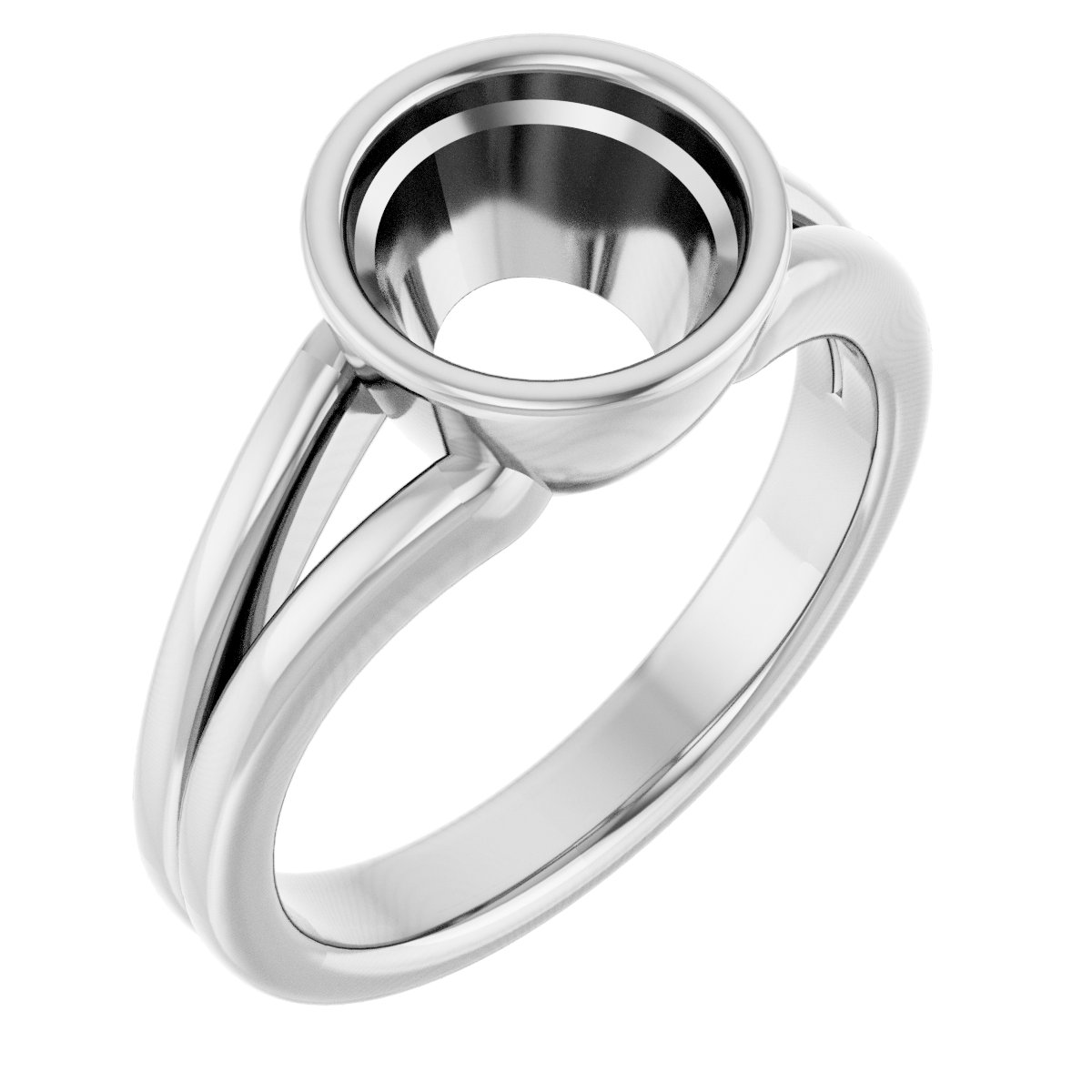 Bezel-Set Solitaire Split Shank Ring