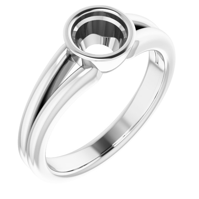 Bezel-Set Solitaire Split Shank Ring