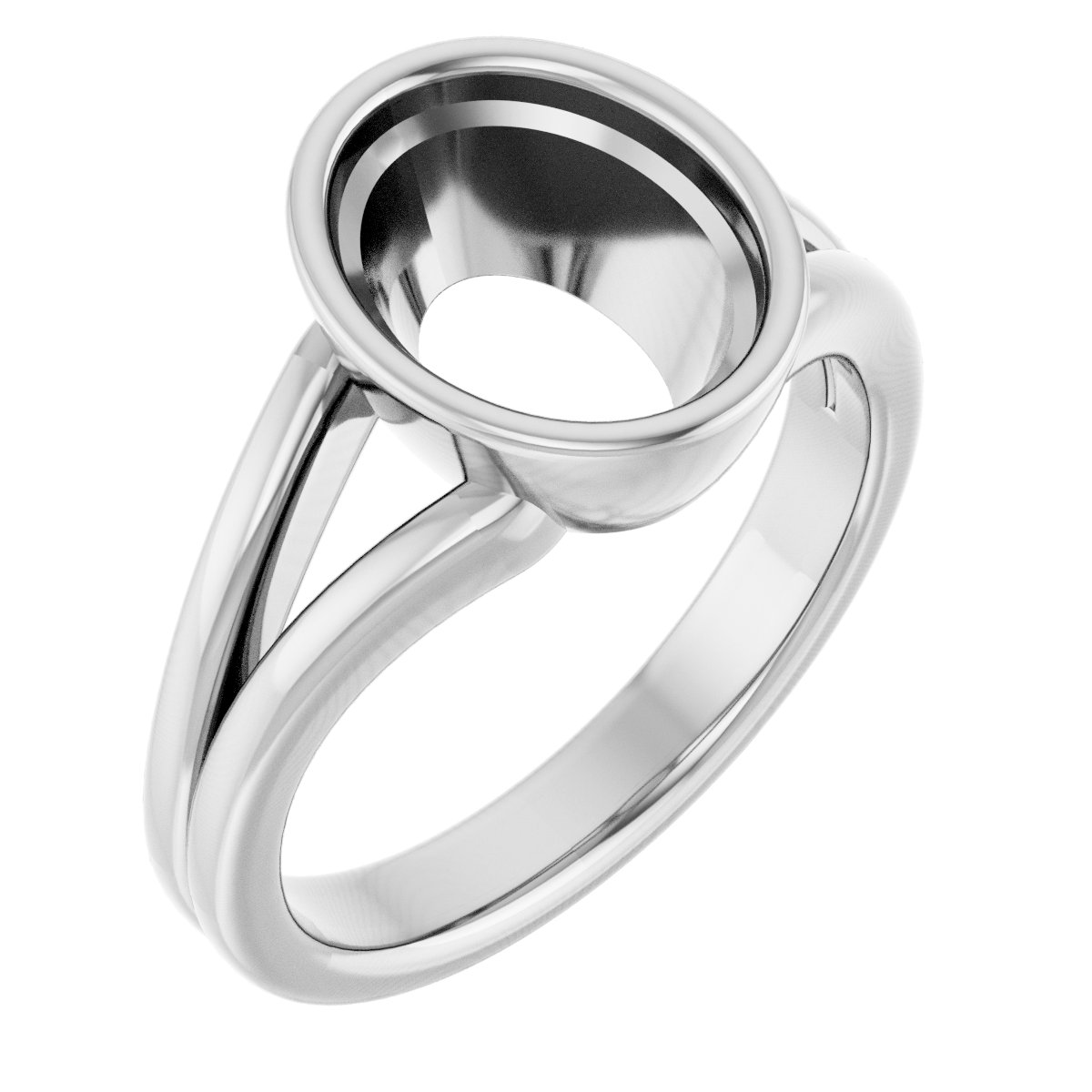 Bezel-Set Solitaire Split Shank Ring