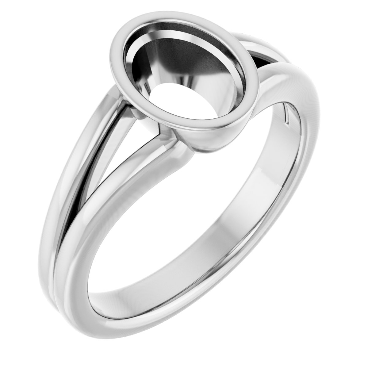 Bezel-Set Solitaire Split Shank Ring