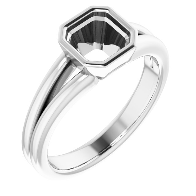Bezel-Set Solitaire Split Shank Ring