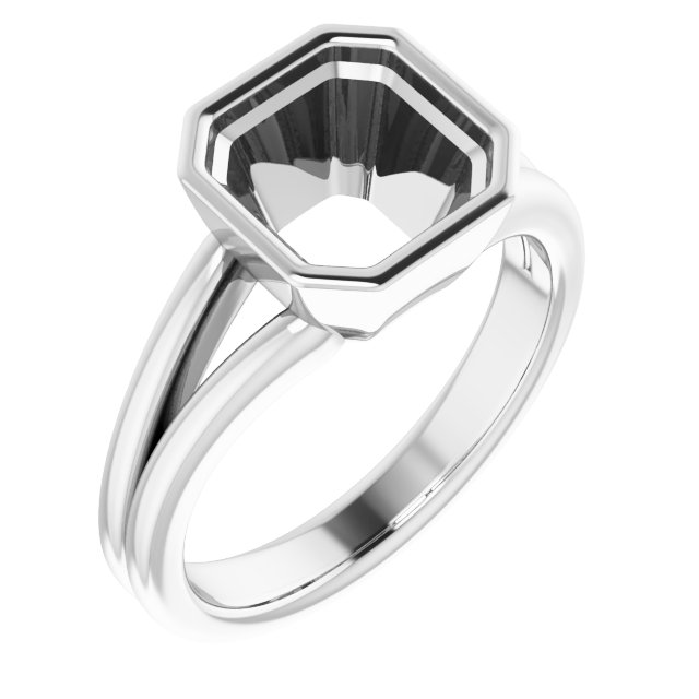 Bezel-Set Solitaire Split Shank Ring