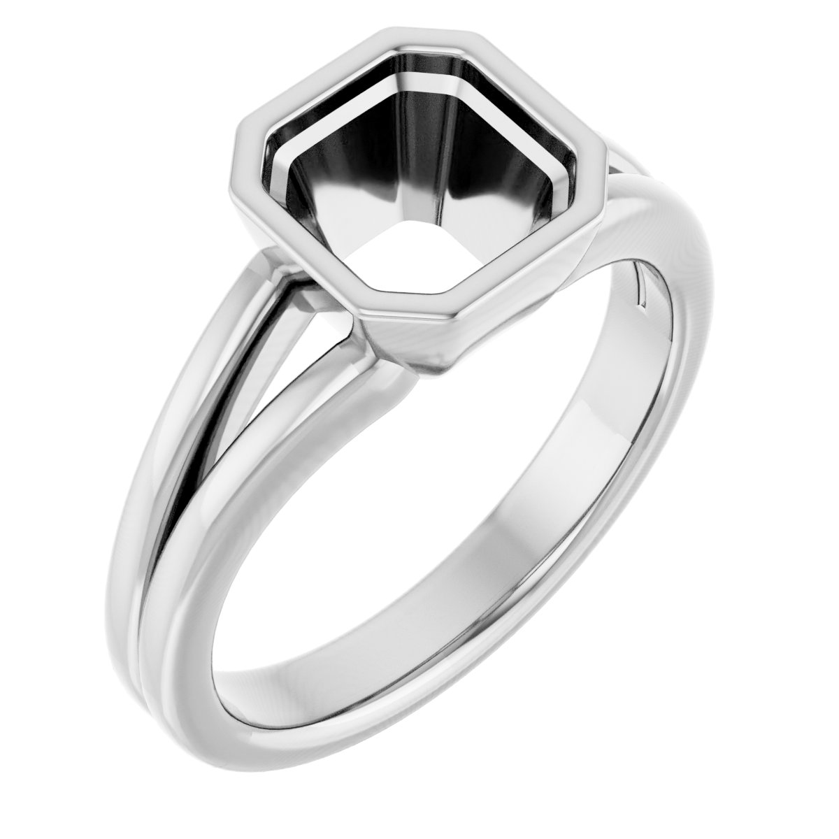 Bezel-Set Solitaire Split Shank Ring