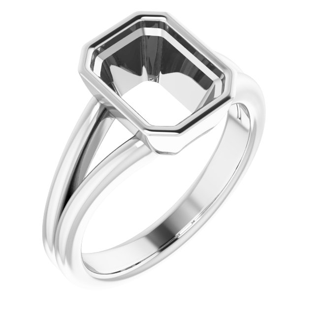 Bezel-Set Solitaire Split Shank Ring