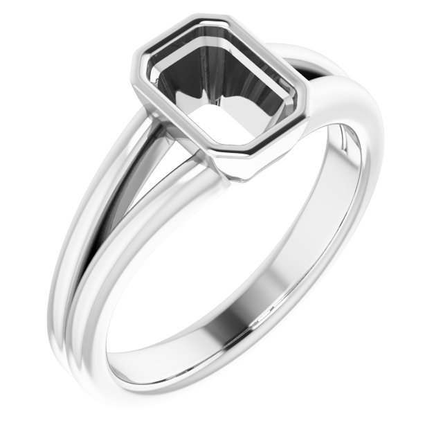 Bezel-Set Solitaire Split Shank Ring