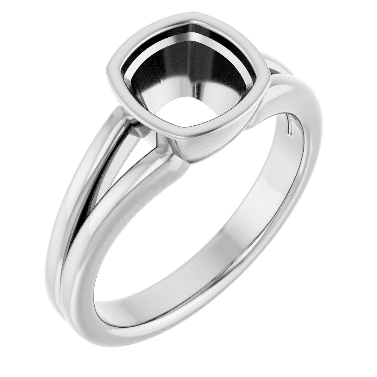 Bezel-Set Solitaire Split Shank Ring