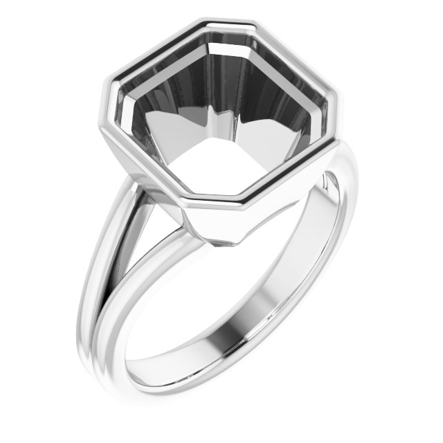 Bezel-Set Solitaire Split Shank Ring