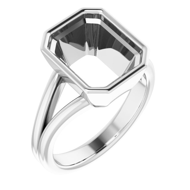 Bezel-Set Solitaire Split Shank Ring