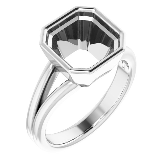 Bezel-Set Solitaire Split Shank Ring
