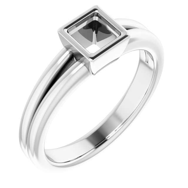 Bezel-Set Solitaire Split Shank Ring