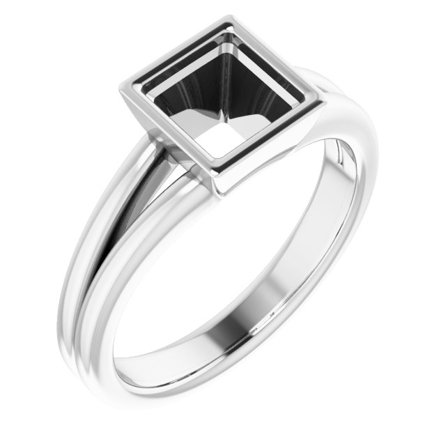 Bezel-Set Solitaire Split Shank Ring