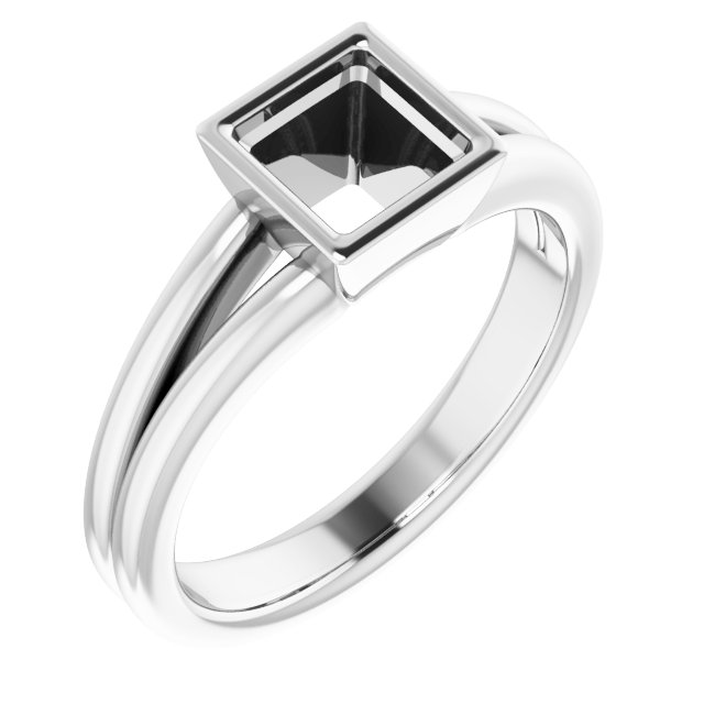 Bezel-Set Solitaire Split Shank Ring