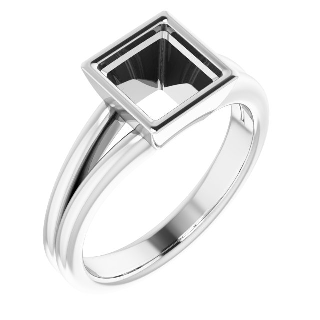 Bezel-Set Solitaire Split Shank Ring