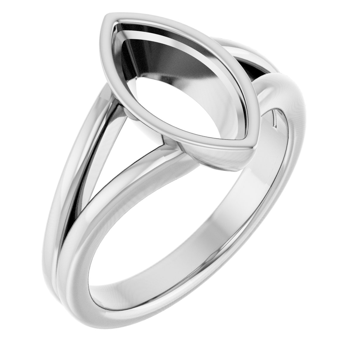 Bezel-Set Solitaire Split Shank Ring