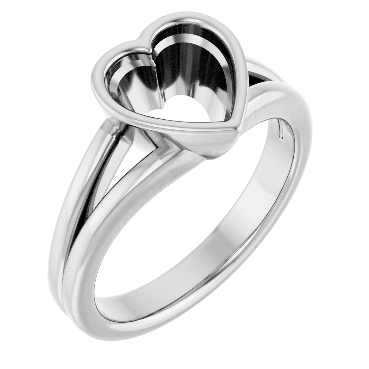 Bezel-Set Solitaire Split Shank Ring