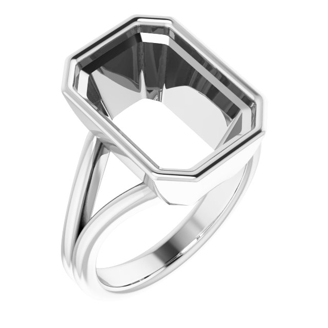 Bezel-Set Solitaire Split Shank Ring