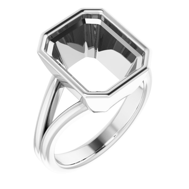 Bezel-Set Solitaire Split Shank Ring