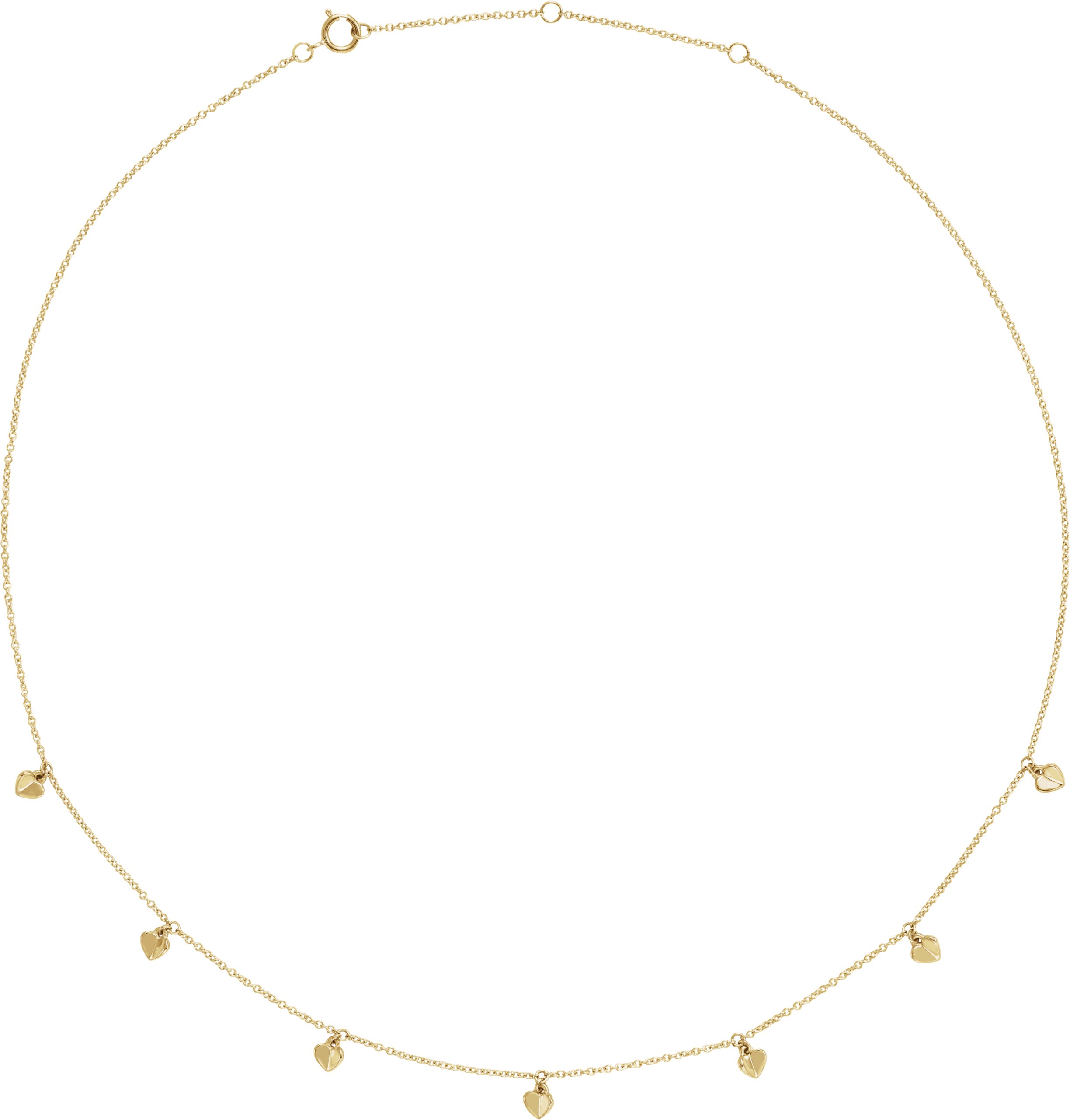14K Yellow Heart 7-Station 16-18" Necklace