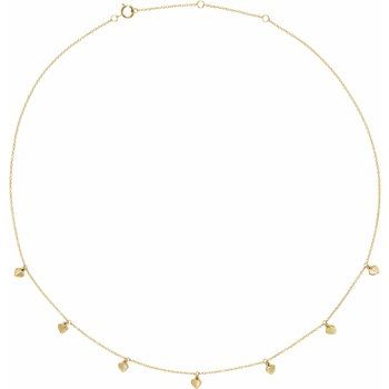 14K Yellow Heart 7 Station 16 to 18 inch Necklace Ref 16746627