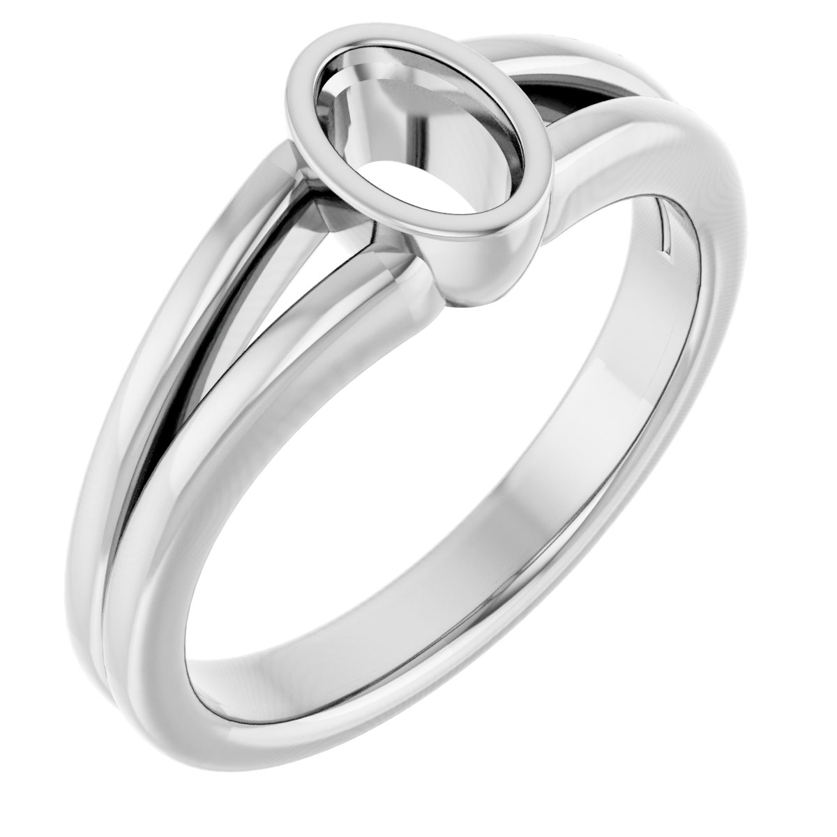 Bezel-Set Solitaire Split Shank Ring