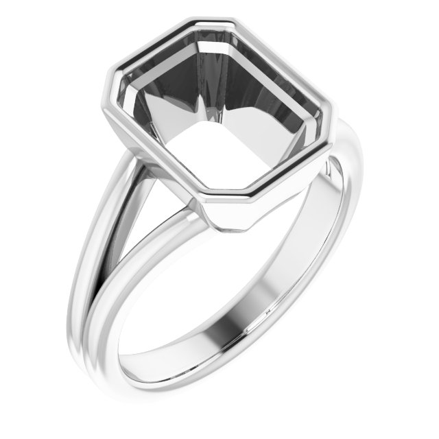 Bezel-Set Solitaire Split Shank Ring
