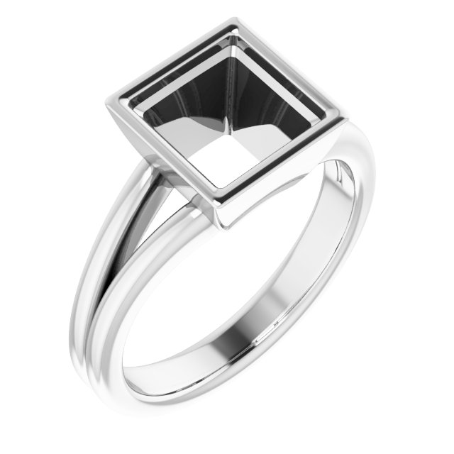Bezel-Set Solitaire Split Shank Ring