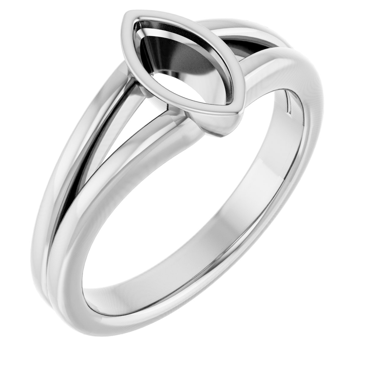 Bezel-Set Solitaire Split Shank Ring