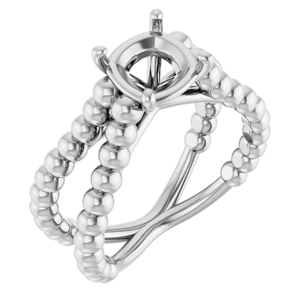 Solitaire Beaded Negative Space Engagement Ring