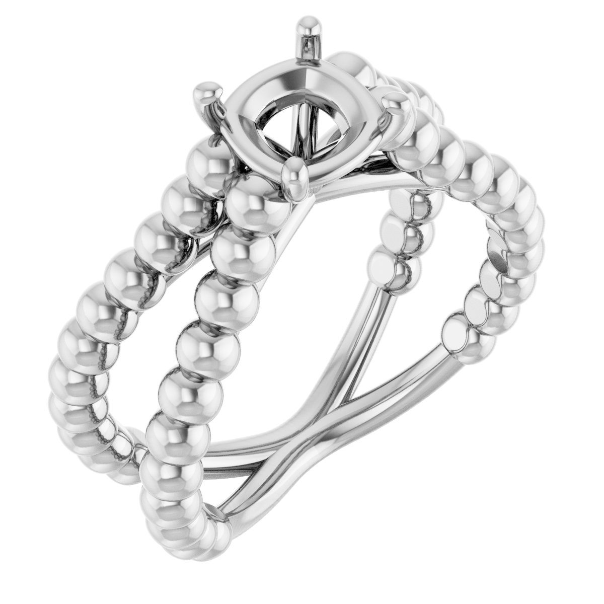Solitaire Beaded Negative Space Engagement Ring