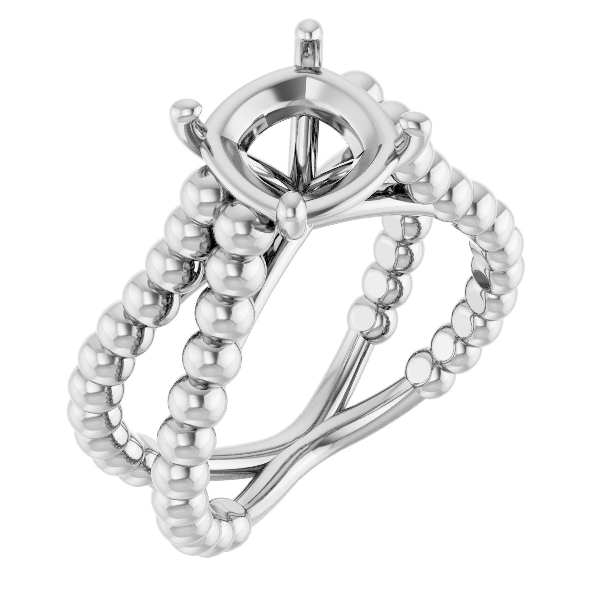 Solitaire Beaded Negative Space Engagement Ring