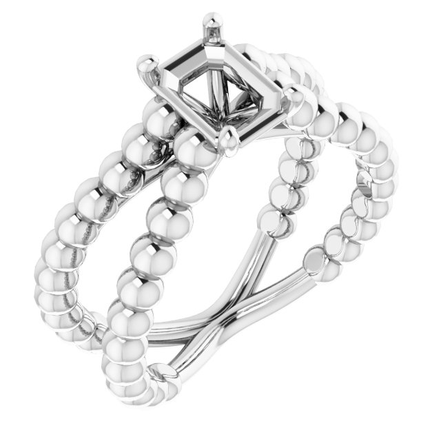 Solitaire Beaded Negative Space Engagement Ring