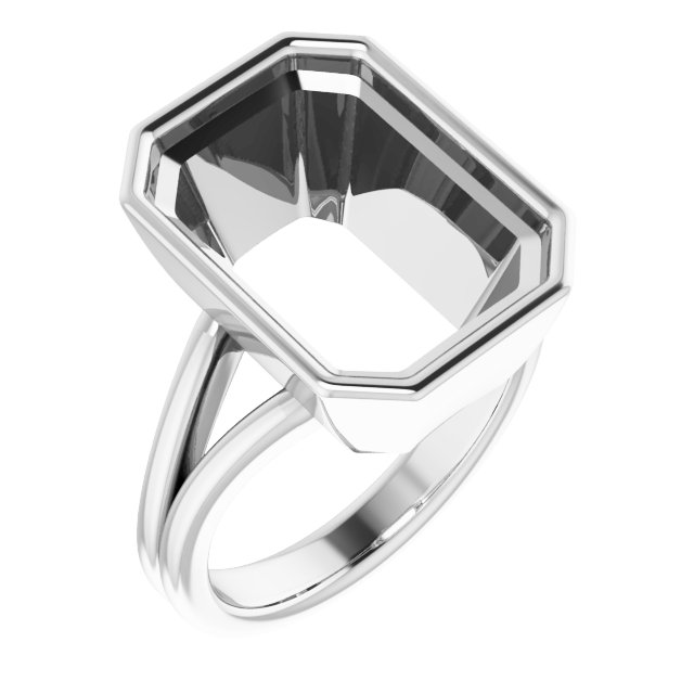 Bezel-Set Solitaire Split Shank Ring