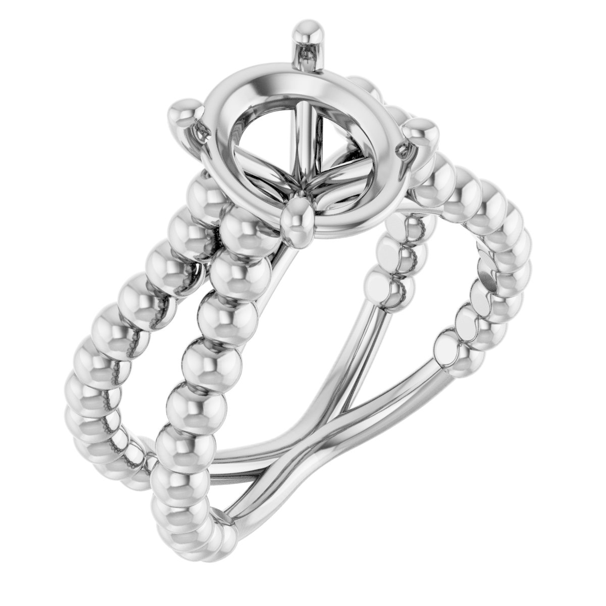 Solitaire Beaded Negative Space Engagement Ring