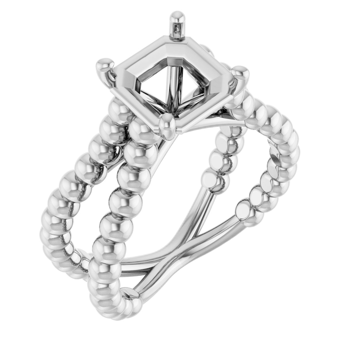 Solitaire Beaded Negative Space Engagement Ring