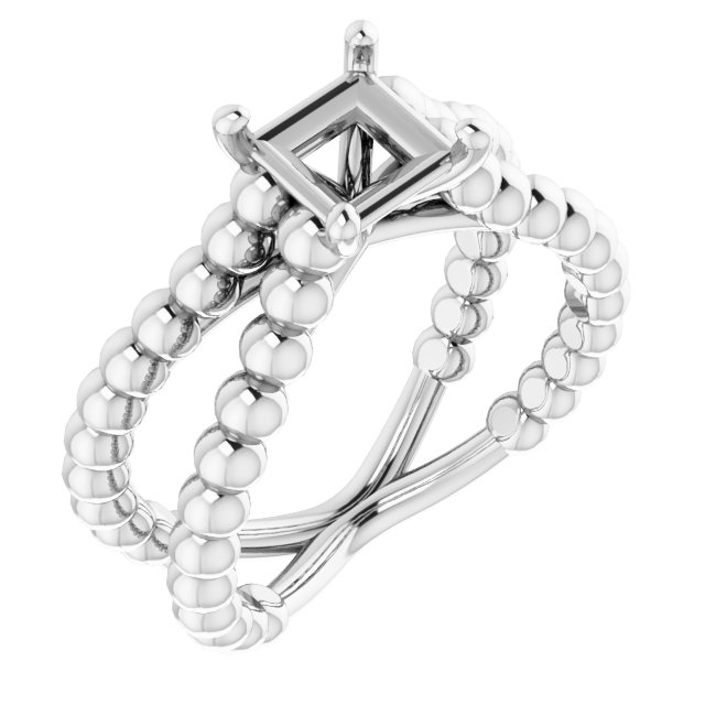 Solitaire Beaded Negative Space Engagement Ring