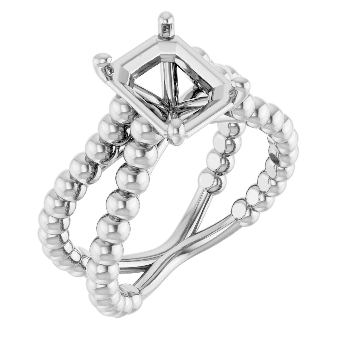 Solitaire Beaded Negative Space Engagement Ring