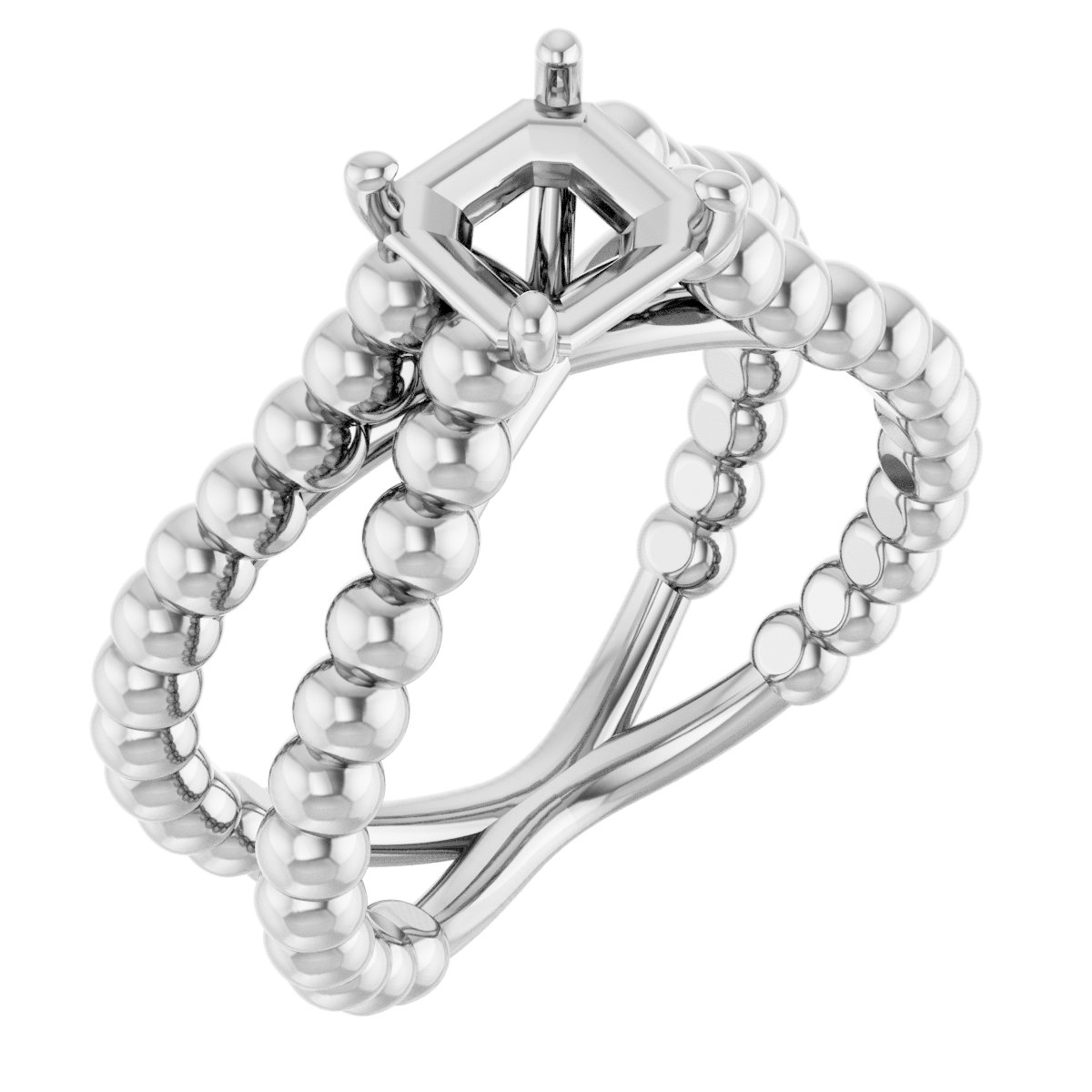 Solitaire Beaded Negative Space Engagement Ring