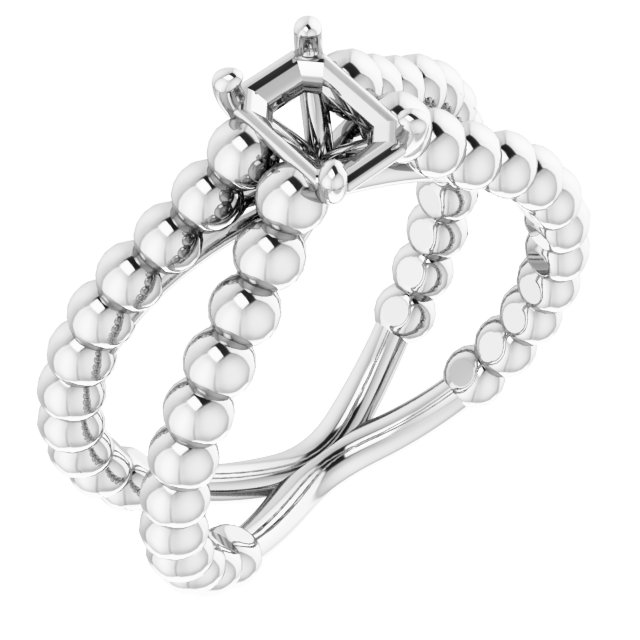 Solitaire Beaded Negative Space Engagement Ring