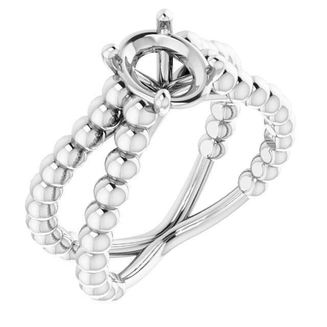 Solitaire Beaded Negative Space Engagement Ring