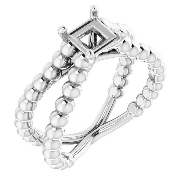Solitaire Beaded Negative Space Engagement Ring