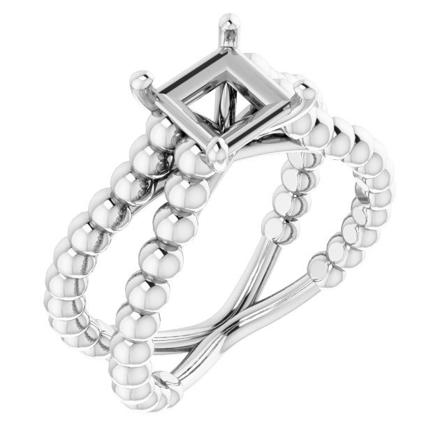 Solitaire Beaded Negative Space Engagement Ring