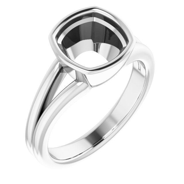 Bezel-Set Solitaire Split Shank Ring