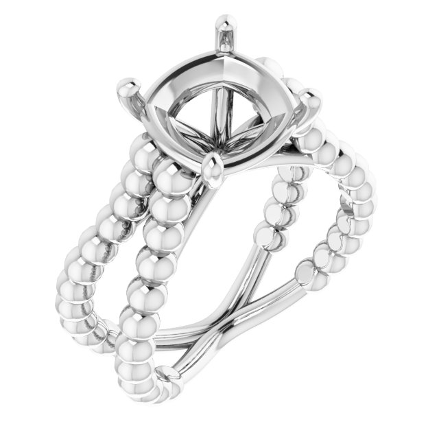 Solitaire Beaded Negative Space Engagement Ring